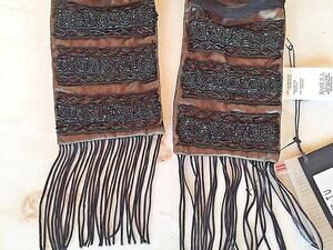 ARMAND BASI Barcelona Heavily Beaded Scarf Black Gold Luxe Statement Piece NWT